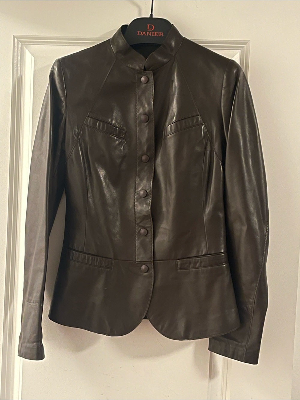 Chocolate Danier Leather Military-Style Jacket